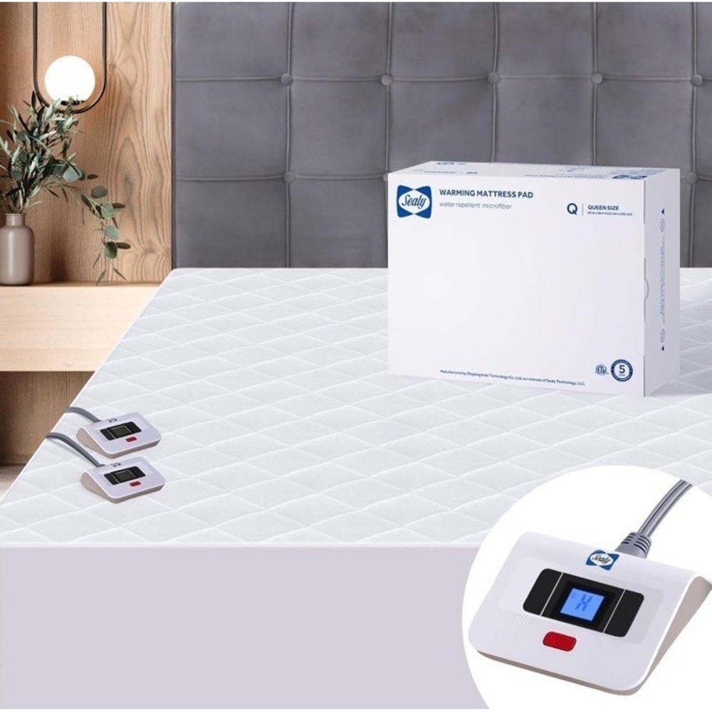 Sealy Heated Queen 60x80" Polyester Mattress Pad w/ DualControl 10 Heat Settings